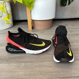 Nike WMNS Air Max 270 Flyknit Black Yellow Strike Size 10